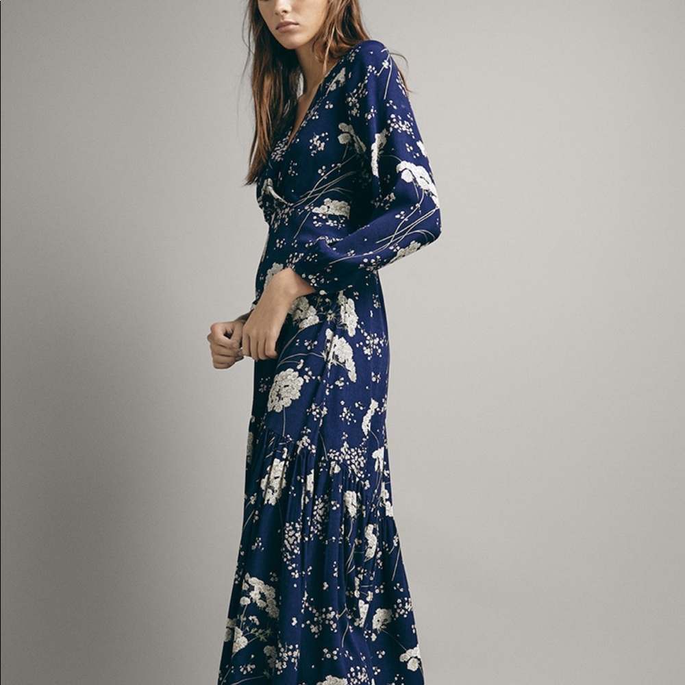 Massimo Dutti floral print dress with ruffles, US4